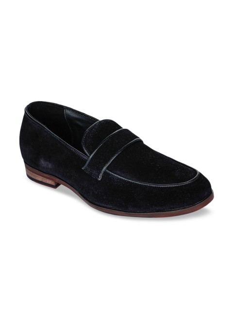 

CASOR Men Black Solid Suede Loafers
