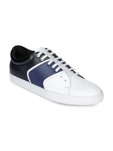 

CASOR Men White & Navy Blue Colourblocked Sneakers