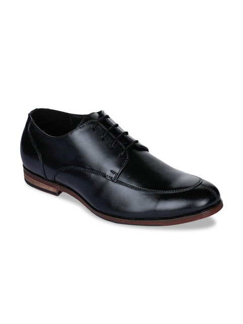 

CASOR Men Black Solid Leather Formal Derbys