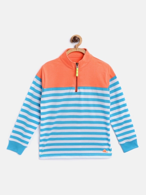 

Cherry Crumble Boys White & Blue Striped Mock Collar T-shirt