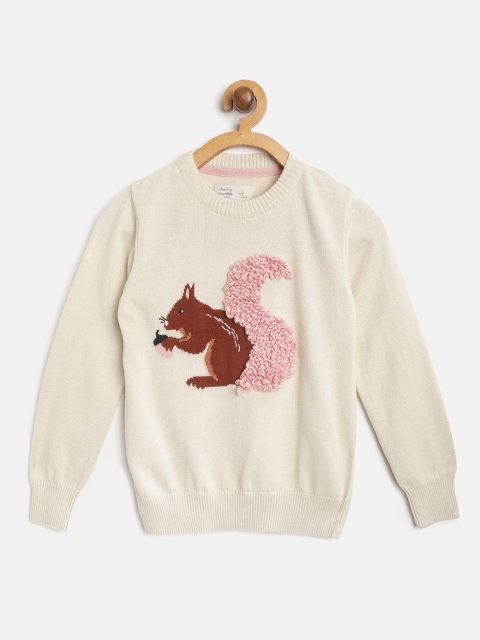 

Cherry Crumble Boys Cream-Coloured & Brown Squirrel Self Design Pullover