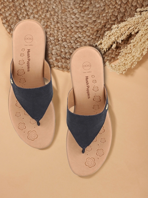 

Hush Puppies Women Navy Blue Solid Leather Wedges