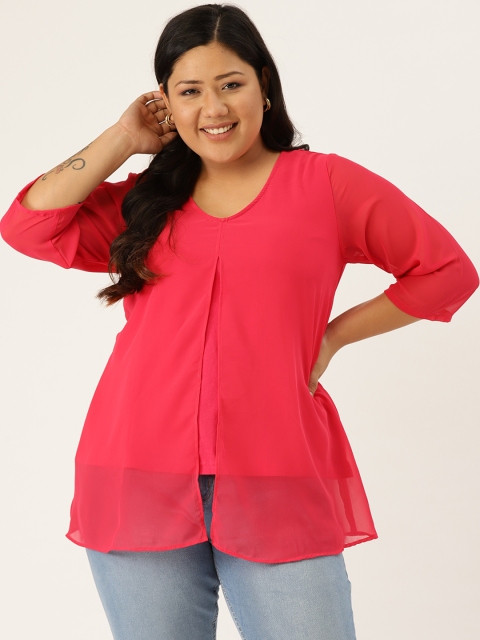 

Revolution Plus Size Women Fuchsia Layered Solid Top