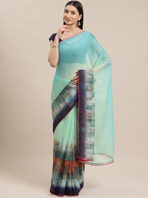 

Shaily Green & Blue Printed Saree