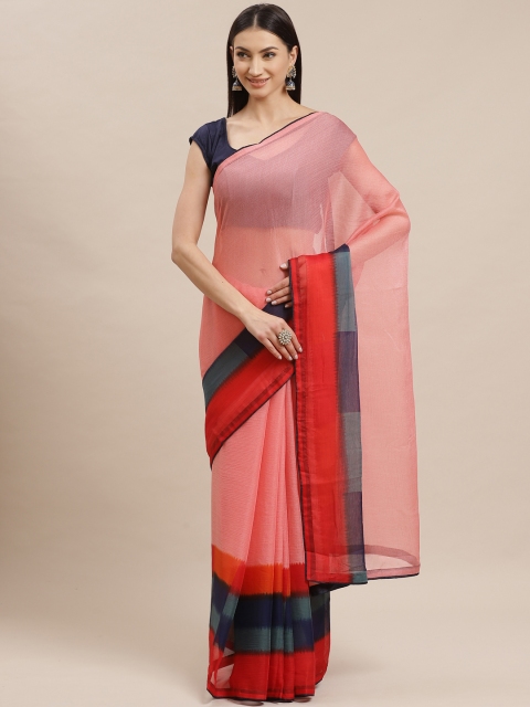 

Shaily Pink Solid Saree