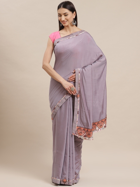

Shaily Grey Solid Saree