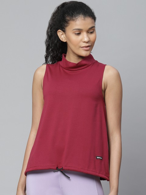 

skyria Women Magenta Solid Hem Tie-Up A-Line Top