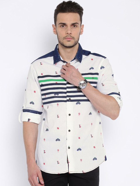 

The Indian Garage Co. White Slim Fit Casual Shirt