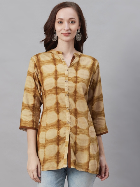 

Shree Women's Beige & Brown Abstract Print Tunic