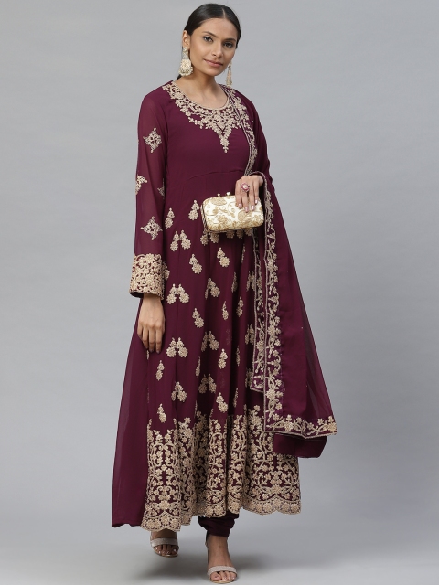 

Readiprint Fashions Purple Poly Georgette Semi-Stitched Dress Material