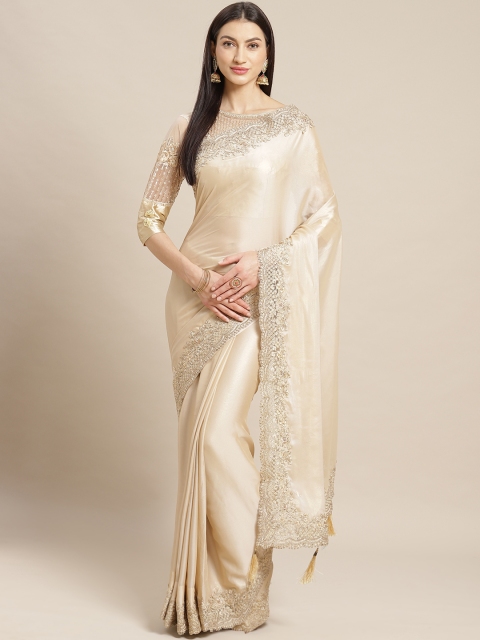 

Readiprint Fashions Beige Solid Saree