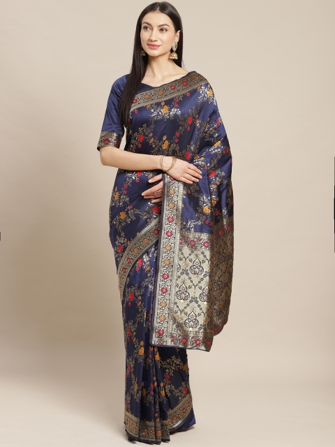 

Readiprint Fashions Navy Blue & Golden Woven Design Banarasi Saree