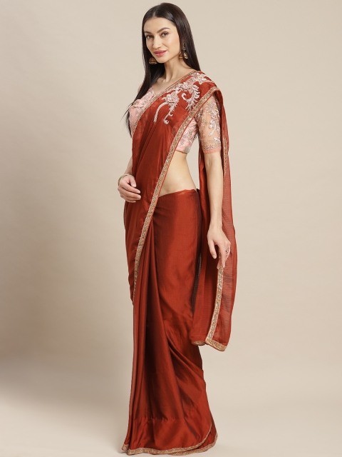 

Readiprint Fashions Rust Brown Solid Saree