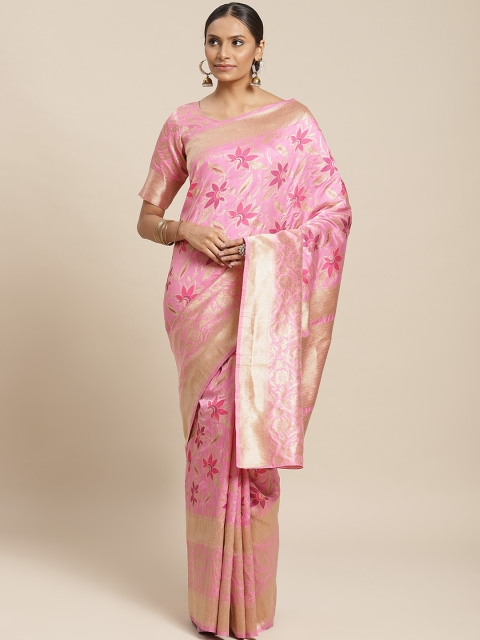 

Readiprint Fashions Pink & Golden Art Silk Woven Design Banarasi Saree