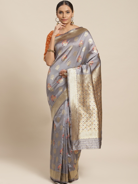 

Readiprint Fashions Grey & Golden Art Silk Woven Design Banarasi Saree