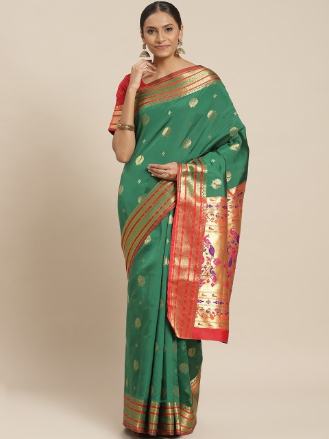 

Readiprint Fashions Green & Red Art Silk Woven Design Saree