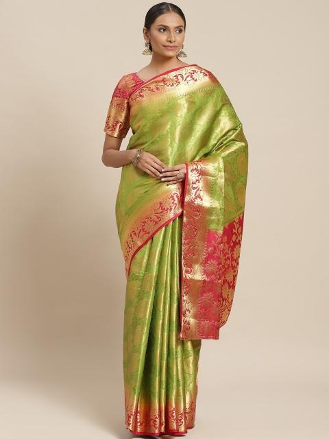 

Readiprint Fashions Green & Golden Woven Design Bhagalpuri Saree