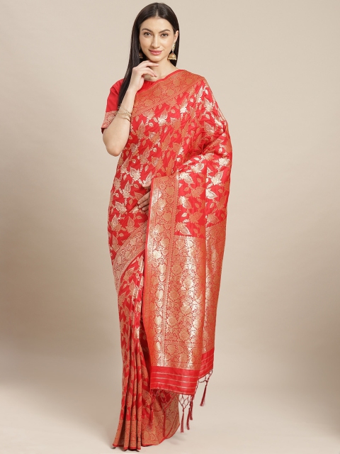 

Readiprint Fashions Red & Golden Woven Design Banarasi Saree