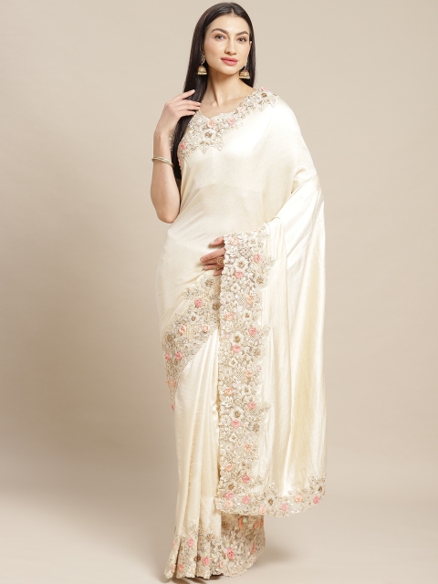 

Readiprint Fashions Off-White Solid Saree