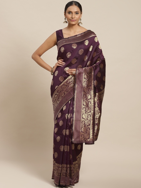 

Readiprint Fashions Purple & Golden Woven Design Banarasi Saree