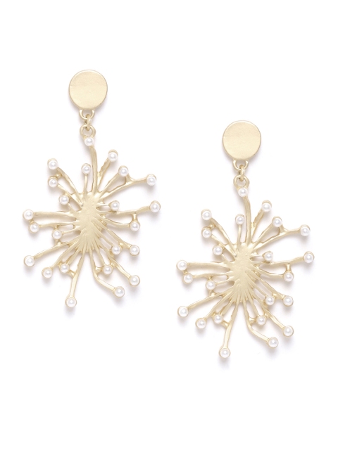 

DIVA WALK EXCLUSIVE Off-White Gold-Plated Handcrafted Beaded Spiked Drop Earrings