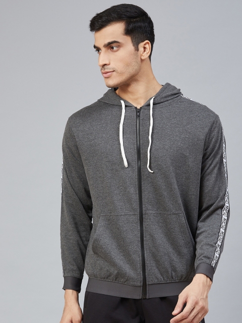 

Hubberholme Men Charcoal Grey Solid Hooded Sweatshirt