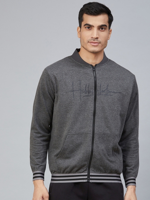 

Hubberholme Men Charcoal Grey Brand Logo Print Sweatshirt