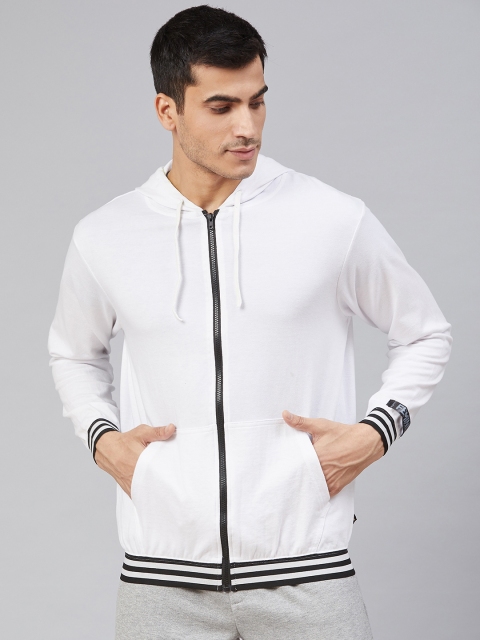 

Hubberholme Men White Solid Hooded Sweatshirt