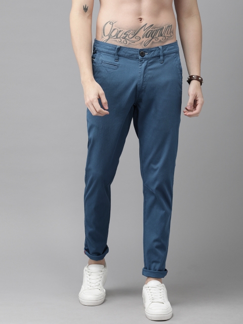 

Roadster Men Teal Blue Regular Fit Solid Regular Trousers