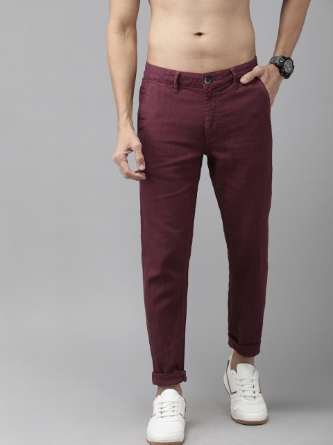 

Roadster Men Maroon Regular Fit Solid Regular Trousers