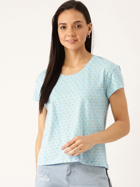 

United Colors of Benetton Women Blue Printed T-shirt