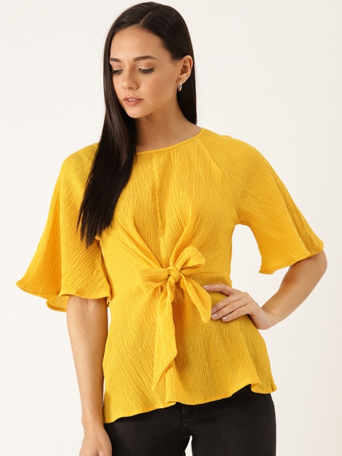 

United Colors of Benetton Women Mustard Yellow Solid Top