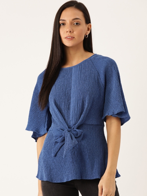 

United Colors of Benetton Women Navy Blue Solid Top