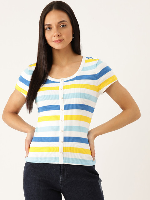 

United Colors of Benetton Women Blue Self Design Top