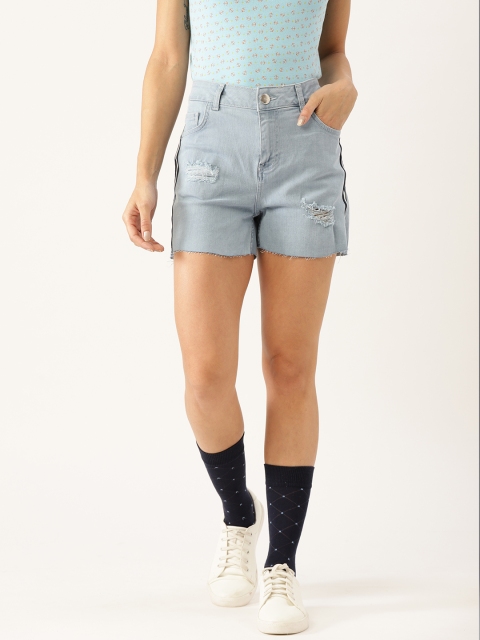 

United Colors of Benetton Women Blue Solid Regular Fit Denim Shorts