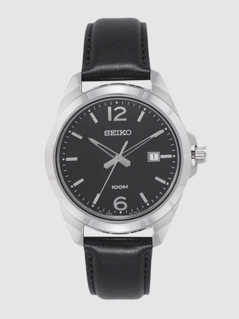 

SEIKO Men Black Classic Quartz Textured Analogue Watch SUR215P1