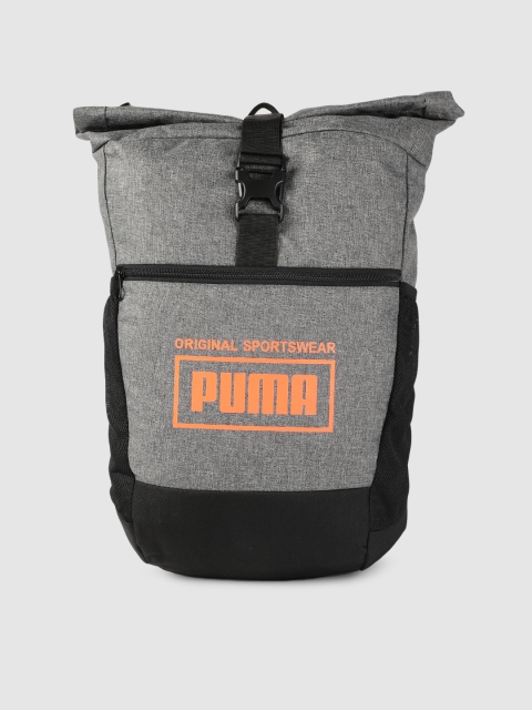 

Puma Unisex Grey Melange & Black Brand Logo Sole Backpack