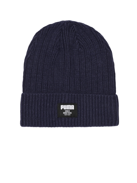 

Puma Unisex Navy Blue Solid Ribbed Classic Beanie