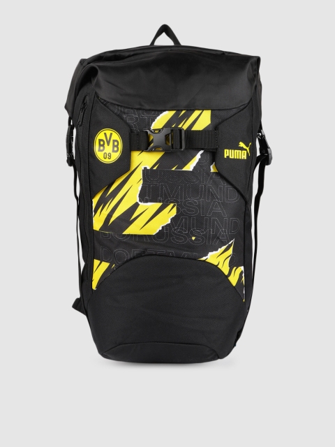 

Puma Unisex Black & Yellow Graphic Printed BVB ftblCulture Backpack