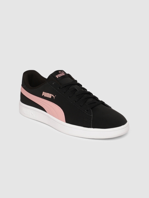 

Puma Women Black Solid Smash v2 Buck Nubuck Sneakers