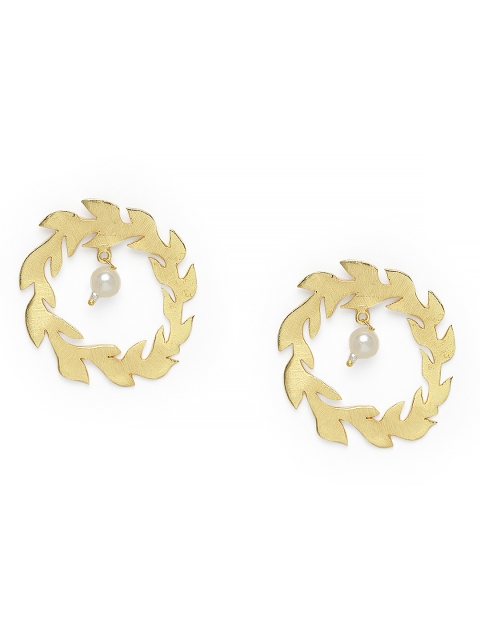 

Belsis Jewelry Gold-Toned Leaf Design Oversized Earrings