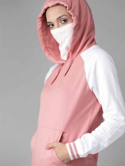 

Roadster Women Pink Solid Hooded Sweatshirt