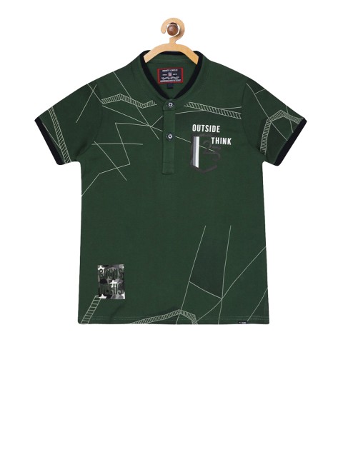 

Monte Carlo Boys Green Printed Mandarin Collar T-shirt