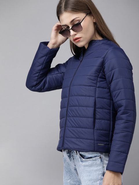 

Roadster Women Navy Blue Solid Padded Jacket