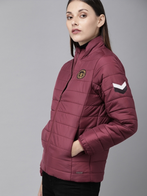 

Roadster Women Maroon Solid Padded Jacket