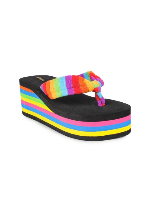 

Shoetopia Women Multicoloured Striped Comfort Heels, Multi
