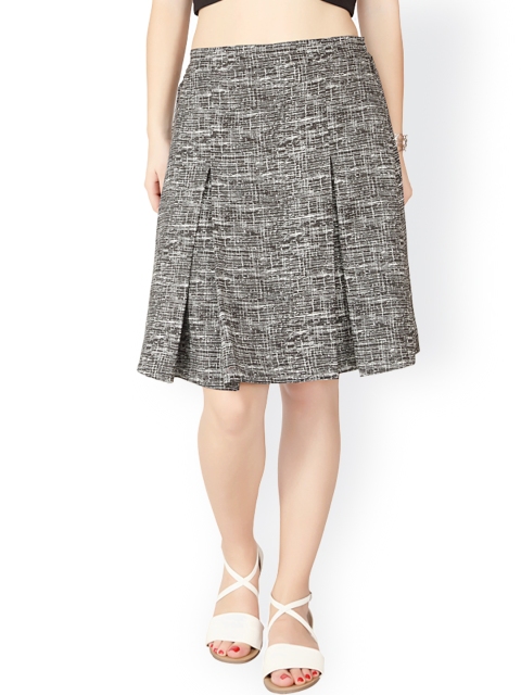 

Soie Black Printed Flared Skirt