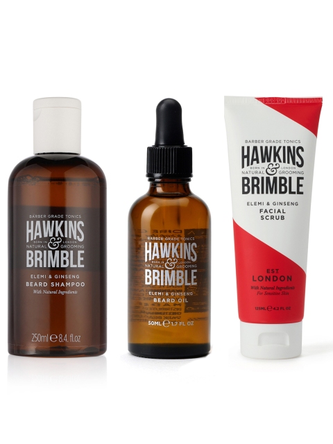 

Hawkins & Brimble Set of 3 Beard Grooming Set, Brown