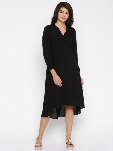 

Tokyo Talkies Black Overlapping Detail Midi Dress