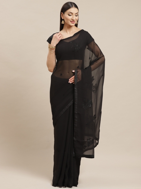 

Mitera Black Embroidered Saree